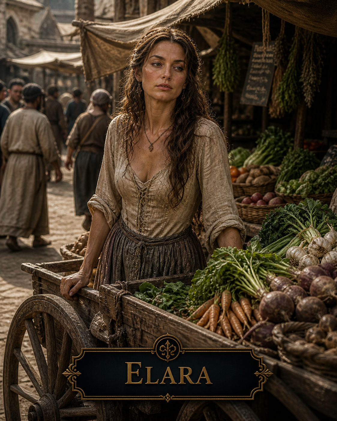 Elara - Market woman with vegetable cart